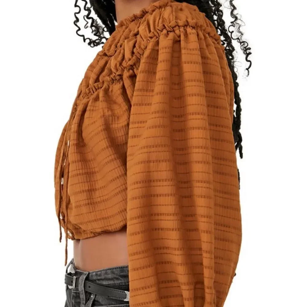 NWT Free people crop top long sleeve blouse S